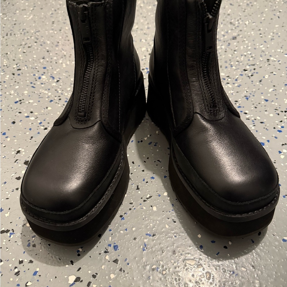 UGG Black Leather Moto Boots